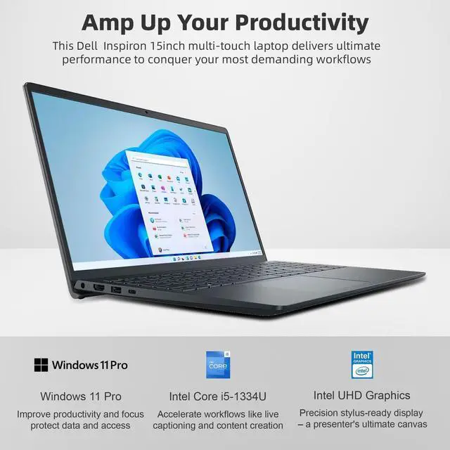 Alt view image 5 of 7 - Dell Inspiron 3535 15.6 FHD Touchscreen Laptop, Intel Core i5-1334U, 8GB RAM, 512GB SSD, 3-in-1 External Storage Bundle, Lifetime Office, WiFi 6, Keypad, HDMI, Windows 11 Pro