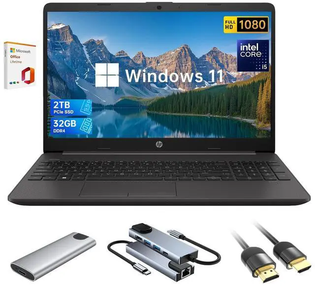 Main image of HP 15.6" FHD Laptop 32GB RAM 2TB SSD, Intel Core i5-1335U(10 Cores 12 Threads) , Windows 11 Laptop Computer for Business, College Student, HDMI, WIFI 6, include Lifetime Office
