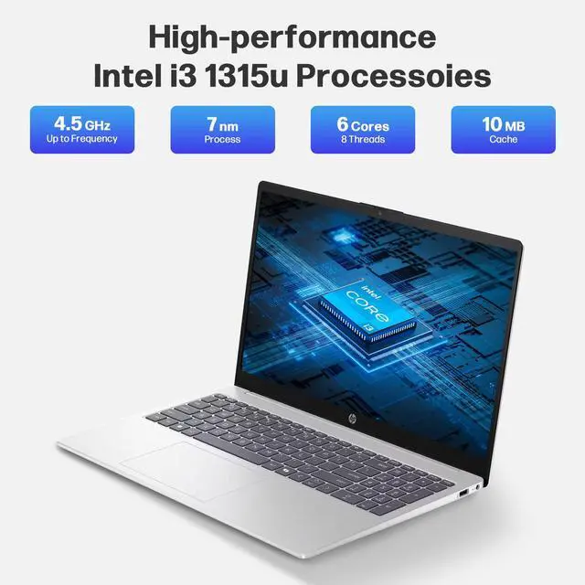 Alt view image 3 of 7 - HP 2025 New 15.6" HD Touchscreen Laptop, Intel i3-1315U, 64GB RAM, 2TB SSD + 256GB Portable SSD, AI Copilot, Office Lifetime, Bundle with Docking Station & HDMI, Windows 11 Pro