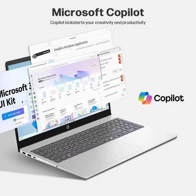 Alt view image 5 of 7 - HP 2025 New 15.6" HD Touchscreen Laptop, Intel i3-1315U, 64GB RAM, 2TB SSD + 256GB Portable SSD, AI Copilot, Office Lifetime, Bundle with Docking Station & HDMI, Windows 11 Pro