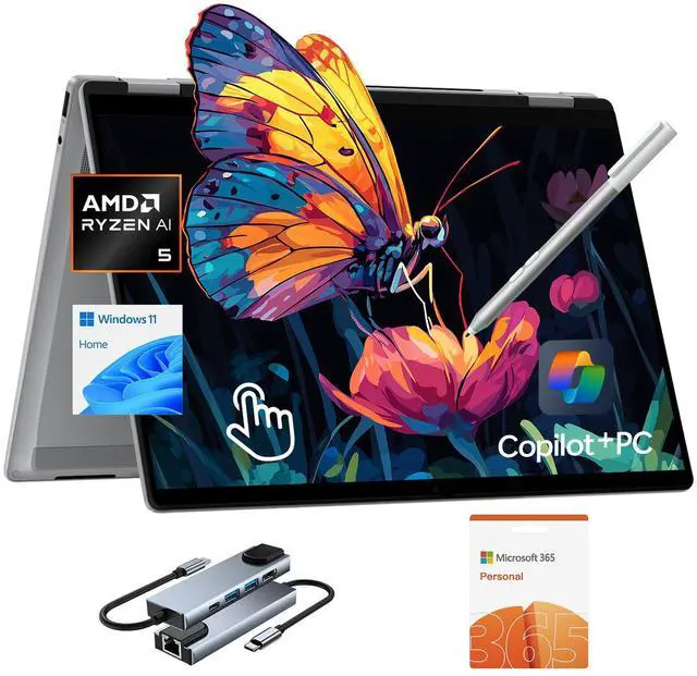 Main image of HP OmniBook X Flip Copilot+ PC Laptop Computer, 2-in-1 16" Touchscreen Laptop, AMD Ryzen AI 5, 16GB RAM, 512GB SSD, Microsoft 365 Office Lifetime + Stylus Pen, USB Hub, WiFi 6 + BT, Win 11