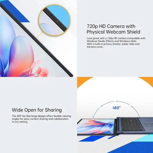 Alt view image 5 of 7 - ASUS Vivobook 14 14" FHD Laptop, 13th Gen Intel Core i3 Processor, 24GB RAM, 2TB SSD, Intel UHD Graphics, NumberPad, Privacy Camera, Lifetime Office Suite+128GB USB Flash Drive+Hub, Win 11 Pro