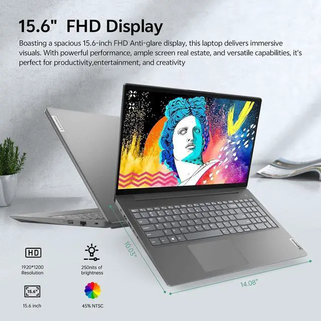 Alt view image 3 of 7 - Lenovo V15 Gen4i Laptop Computer, 15.6" FHD Laptop PC for Student & Business,Intel Core i7-13620H, 16GB RAM, 1TB SSD, Webcam, Wi-Fi 6,w/Accessory, with Lifetime Office Win 11 Pro