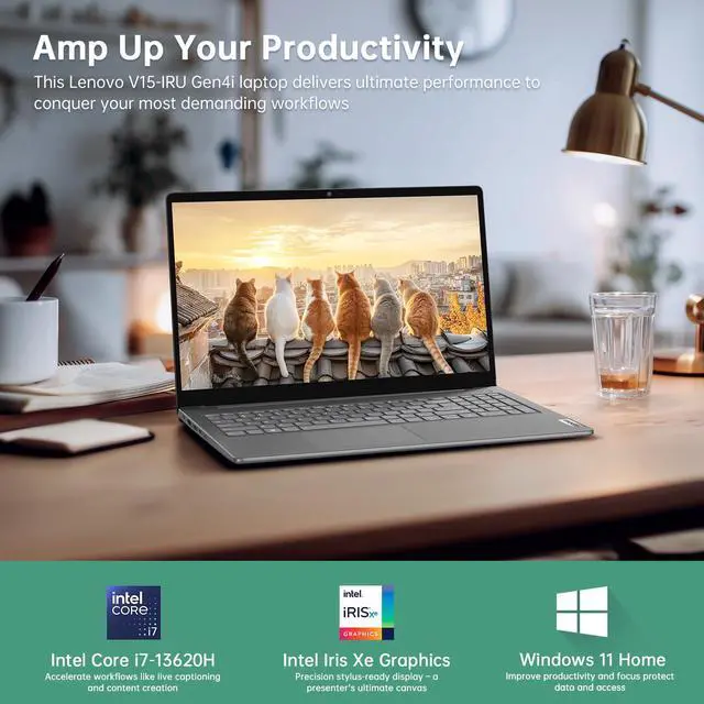 Alt view image 5 of 7 - Lenovo V15 Gen4i Laptop Computer, 15.6" FHD Laptop PC for Student & Business,Intel Core i7-13620H, 16GB RAM, 1TB SSD, Webcam, Wi-Fi 6,w/Accessory, with Lifetime Office Win 11 Pro