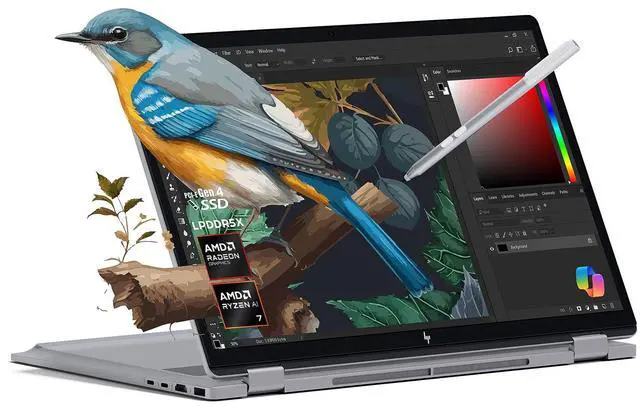 Main image of HP 2025 New Envy x360 2-in-1 Laptop, OmniBook X Flip 14" Touchscreen 2K IPS Display, AMD Ryzen AI 7 350, 24GB LPDDR5X RAM, 2TB Gen 4 SSD, Copilot AI, WiFi 6E, w/Microsoft Surface Pen, Win 11 Home