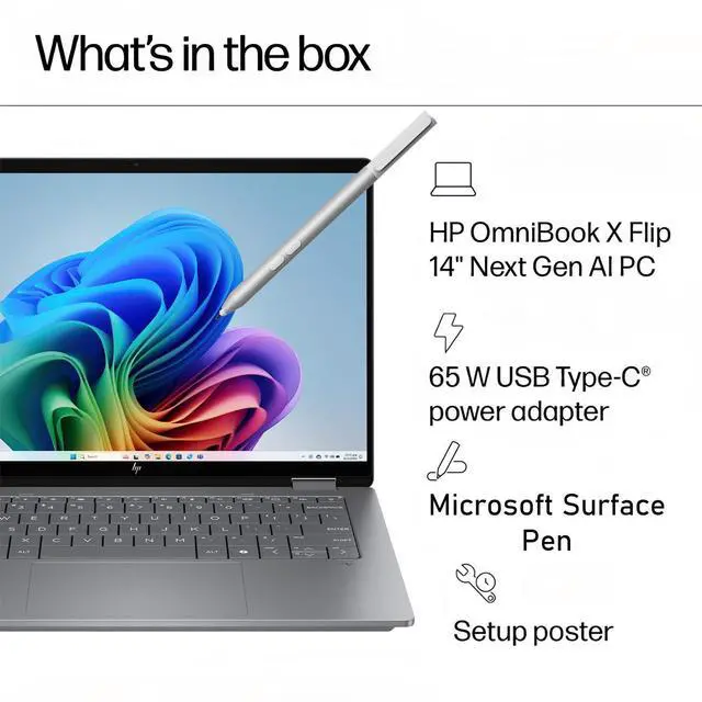 Alt view image 7 of 7 - HP 2025 New Envy x360 2-in-1 Laptop, OmniBook X Flip 14" Touchscreen 2K IPS Display, AMD Ryzen AI 7 350, 24GB LPDDR5X RAM, 2TB Gen 4 SSD, Copilot AI, WiFi 6E, w/Microsoft Surface Pen, Win 11 Home
