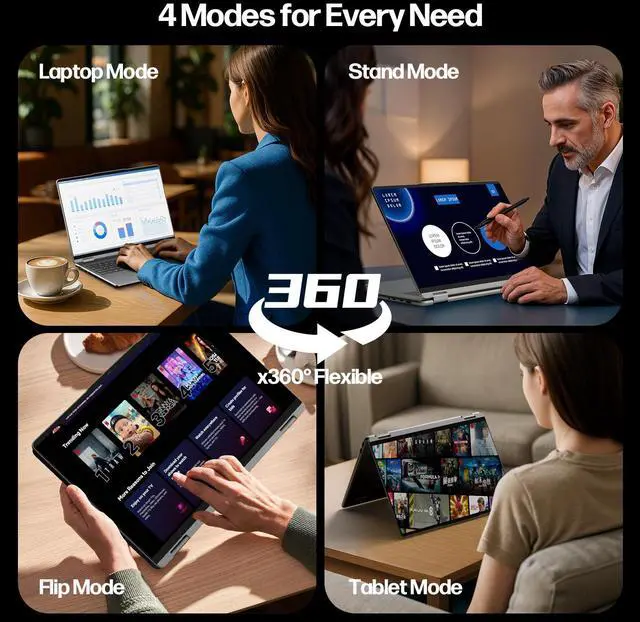 Alt view image 2 of 7 - Lenovo Yoga 7 7i 2-in-1 Laptop 16" FHD+ Touchscreen, AMD Ryzen 7 8840HS, 16GB RAM, 1TB SSD, Stylus Pen Included, AI PC, Backlit KB, FP Reader, FHD IR Webcam, Wi-Fi 6E, Windows 11 Home, Arctic Gray