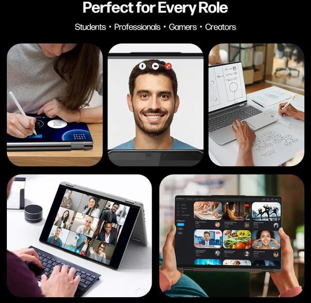 Alt view image 7 of 7 - Lenovo Yoga 7 7i 2-in-1 Laptop 16" FHD+ Touchscreen, AMD Ryzen 7 8840HS, 16GB RAM, 1TB SSD, Stylus Pen Included, AI PC, Backlit KB, FP Reader, FHD IR Webcam, Wi-Fi 6E, Windows 11 Home, Arctic Gray