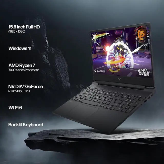 Alt view image 2 of 7 - HP Victus 15.6" FHD 144Hz Gaming Laptop - AMD Ryzen 7 7445HS, 64GB RAM, NVIDIA RTX 4050 GPU, 1TB SSD, Backlit Keyboard, Wi-Fi 6E, Bundle with Mytrix Accessorie, Mica Silver, Windows 11