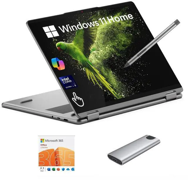 Main image of Lenovo Yoga 7i 2-in-1 16" 2K Touchscreen Laptop AI Copilot + PC, Intel Core Ultra 5, 16GB DDR5X, 512GB SSD + 256GB Portable SSD, Microsoft 365 Office Lifetime + Stylus Pen, WiFi 7, HDMI, Win 11 Home