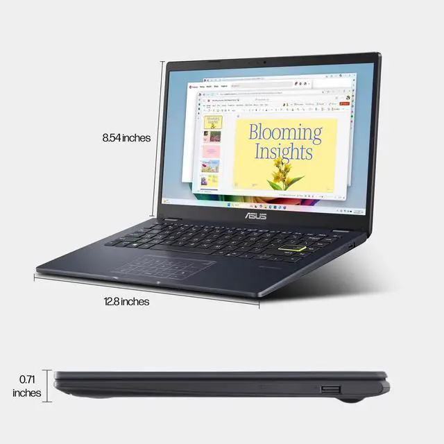 Alt view image 6 of 6 - ASUS Vivobook Go 14 Laptop for Student, 14 FHD Display, Intel Celeron, 4GB RAM, 128GB eMMC + 1TB Portable SSD, 1-Year of Microsoft 365, Wi-Fi & BT, Webcam, NumberPad, HDMI, 5-in-1 Hub, Win 11 Home