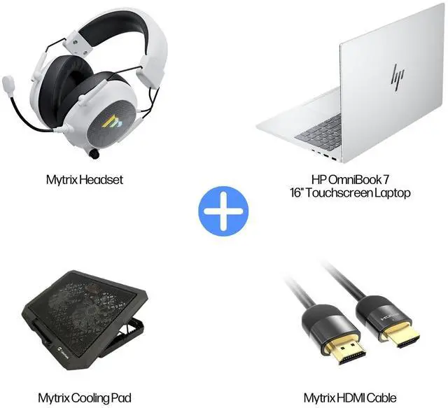 Alt view image 2 of 7 - HP OmniBook 7 16" Touchscreen Laptop - Intel Core Ultra 7 255H, 2K OLED 120Hz Display, 32GB RAM, 2TB SSD, AI Camera, Wi-Fi 7, Backlit Keyboard, Bundle With Mytrix Cooling Pad Assy, Windows 11 Pro