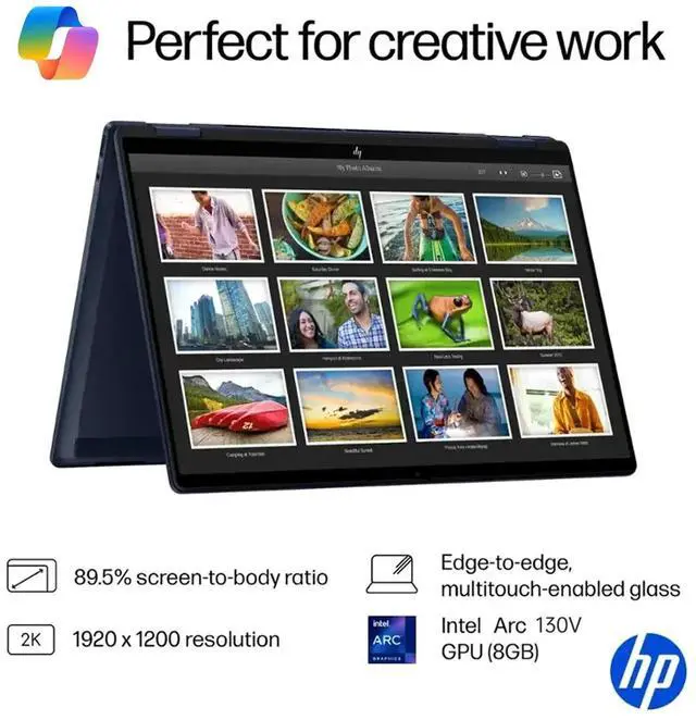 Alt view image 7 of 7 - HP Omnibook X Flip 2 in 1 14 2K Touchscreen Laptop, Convertible Laptop 16GB DDR5 RAM 512GB SSD, Intel Core Ultra 5, Intel Arc 130V GPU, Thunderbolt 4, Windows 11 Pro, Office 365 with Microsoft Pen