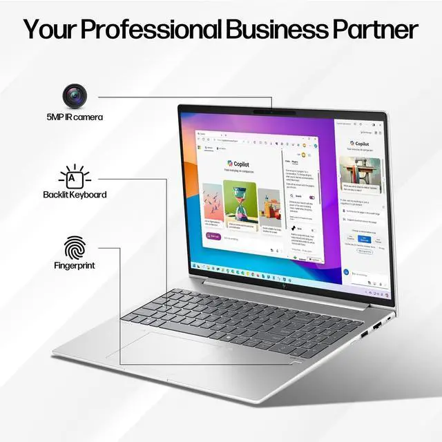 Alt view image 3 of 6 - HP Elitebook 660 G11 16" Laptop, WUXGA IPS Display Business AI Laptop - Intel Core Ultra 7 165U, 16GB RAM, 2TB SSD, Intel Graphics, Wi-Fi 6E, FP Reader, w/2021 Lifetime Office, HDMI Cable, Win 11 Pro