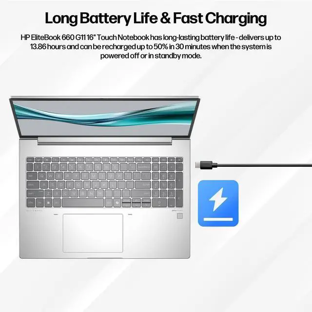 Alt view image 5 of 6 - HP Elitebook 660 G11 16" Laptop, WUXGA IPS Display Business AI Laptop - Intel Core Ultra 7 165U, 16GB RAM, 2TB SSD, Intel Graphics, Wi-Fi 6E, FP Reader, w/2021 Lifetime Office, HDMI Cable, Win 11 Pro