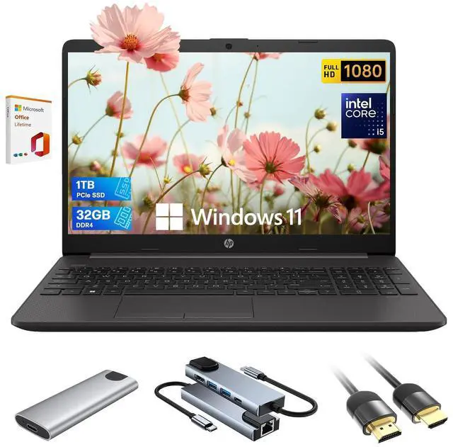 Main image of HP i5 Business Student Laptop Computer, 15.6" FHD, 13th Gen Intel Core i5-1335U(Beat i7-1255U), Laptop with Lifetime Microsoft Office, 32 GB RAM 1TB SSD+256 GB, WiFi 6E, Windows 11, Ethernet, HDMI