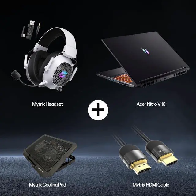 Alt view image 2 of 7 - Acer Nitro V 16" WUXGA Gaming Laptop, AMD Ryzen 7 260 8-Core, NVIDIA GeForce RTX 5050, WUXGA 180Hz IPS, 16GB RAM, 1TB SSD, WiFi 6, Backlit Keyboard, w/ Mytrix Cooling Pad HDMI Cable, Windows 11 Pro