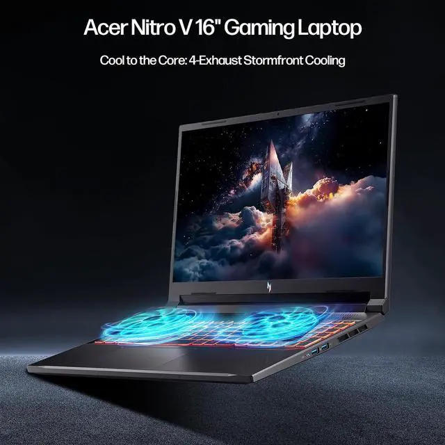 Alt view image 4 of 7 - Acer Nitro V 16 Laptop, 16" WUXGA Display, NVIDIA GeForce RTX 5050, AMD Ryzen 7 260 8-Core, 64GB RAM, 2TB SSD, WiFi 6, Backlit Keyboard, with Mytrix Assy HDMI Cable Office Lifetime, Windows 11
