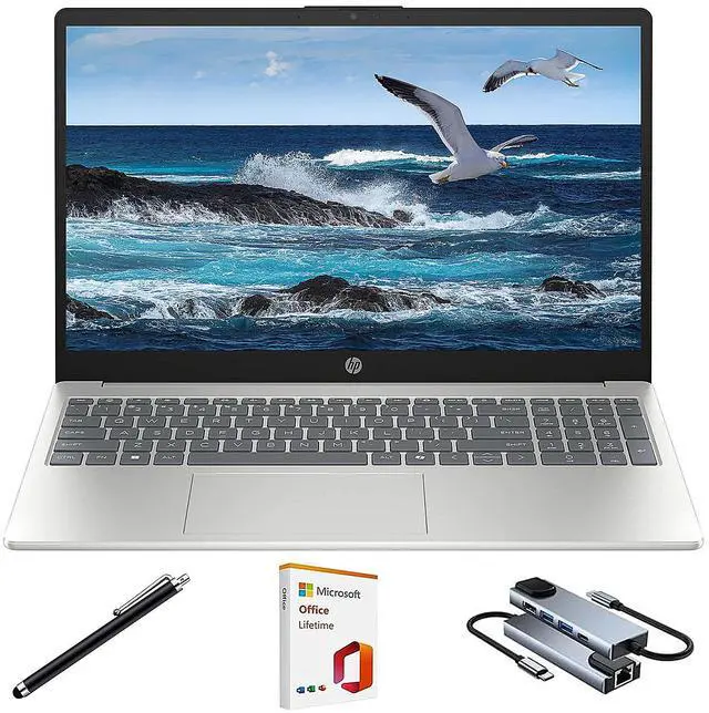 Main image of HP 15.6 inch Touchscreen Laptop Computer, 10-Core Intel Core 5 120U, 15.6" FHD IPS Display, 32GB RAM, 2TB SSD, Copilot AI, Privacy Camera, 2019 Office Lifetime+Stylus Pen+USB Hub, Windows 11 Pro
