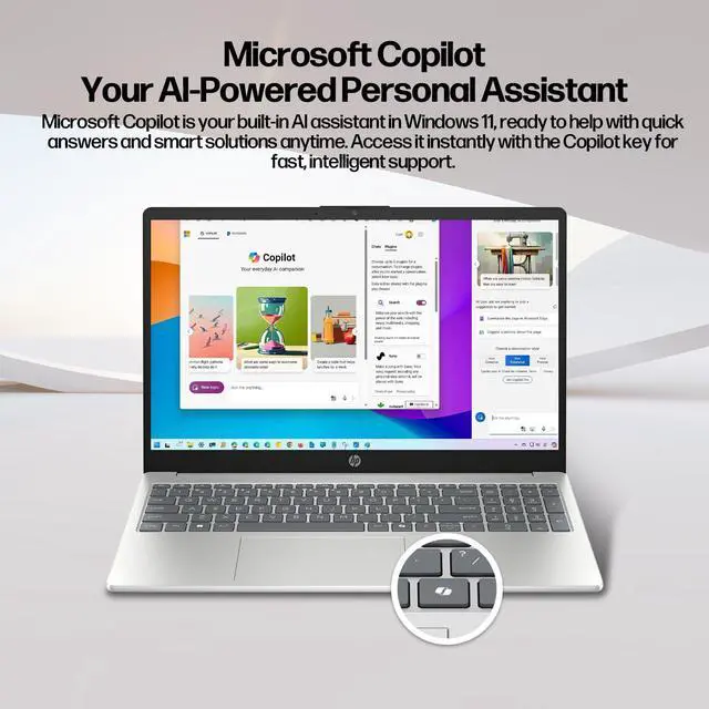 Alt view image 6 of 7 - HP 15.6 inch Touchscreen Laptop Computer, 10-Core Intel Core 5 120U, 15.6" FHD IPS Display, 32GB RAM, 2TB SSD, Copilot AI, Privacy Camera, 2019 Office Lifetime+Stylus Pen+USB Hub, Windows 11 Pro