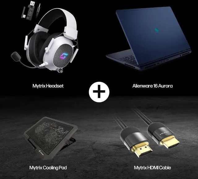 Alt view image 2 of 7 - Dell Alienware 16 Aurora AC16250 Gaming Laptop, Intel Core 7 240H, NVIDIA GeForce RTX 5050, 16" WQXGA 120Hz IPS, 16GB RAM, 1TB SSD, WiFi 6, w/ Mytrix Cooling Pad HDMI Cable, Windows 11 Pro