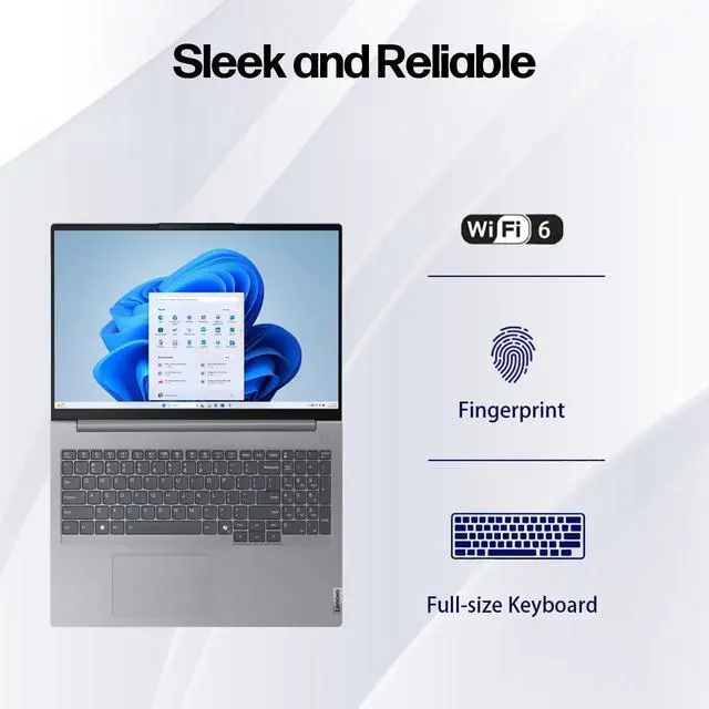 Alt view image 4 of 7 - Lenovo ThinkBook 16 Gen 7 Business Laptop, 16" IPS WUXGA Display, AMD Ryzen 5 7533HS(Beat i7-1355U), 16GB DDR5 RAM, 1TB SSD, Ethernet RJ-45, Fingerprint Reader, Copilot+ PC, Windows 11 Pro