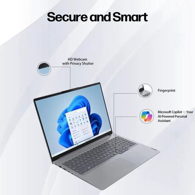 Alt view image 5 of 7 - Lenovo ThinkBook 16 Gen 7 Business Laptop, 16" IPS WUXGA Display, AMD Ryzen 5 7533HS(Beat i7-1355U), 16GB DDR5 RAM, 1TB SSD, Ethernet RJ-45, Fingerprint Reader, Copilot+ PC, Windows 11 Pro
