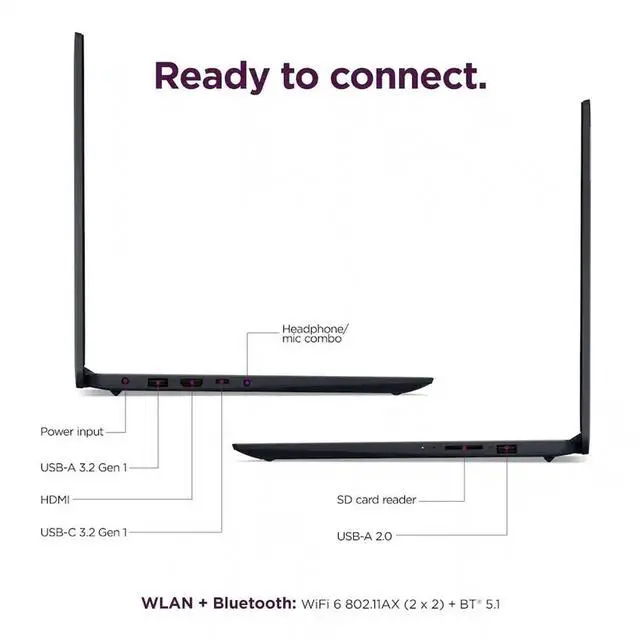 Alt view image 5 of 6 - Lenovo Ideapad 15.6 FHD Touchscreen Laptop, Intel Core i5-1335U(Beats i7-1225U), Lifetime MS Office+Copilot AI, 40GB RAM 2TB SSD, Long Battery Life, Windows 11 Pro, Laptop for Business Home Student
