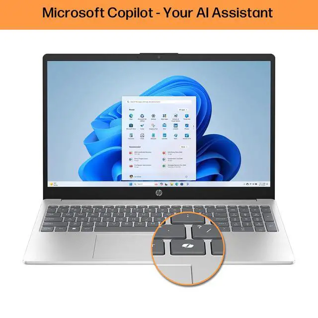 Alt view image 5 of 7 - HP 15.6" Business Laptop with Lifetime Office, Intel Core i5-1334U, 15.6" FHD IPS Touchscreen Display, 16GB RAM, 512GB SSD, Copilot, Intel Iris Xe Graphics, 128GB Portable SSD, Windows 11 Pro
