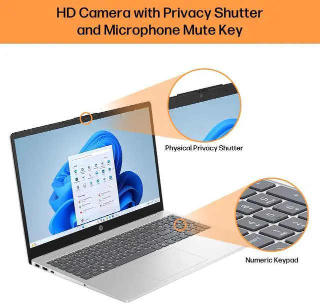 Alt view image 6 of 7 - HP 15.6" Business Laptop with Lifetime Office, Intel Core i5-1334U, 15.6" FHD IPS Touchscreen Display, 16GB RAM, 512GB SSD, Copilot, Intel Iris Xe Graphics, 128GB Portable SSD, Windows 11 Pro