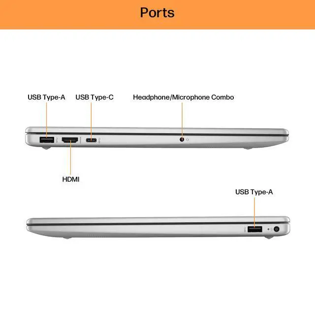 Alt view image 7 of 7 - HP 15.6" Business Laptop with Lifetime Office, Intel Core i5-1334U, 15.6" FHD IPS Touchscreen Display, 16GB RAM, 512GB SSD, Copilot, Intel Iris Xe Graphics, 128GB Portable SSD, Windows 11 Pro