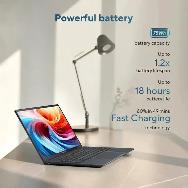 Alt view image 5 of 7 - ASUS Zenbook 14 Wuxga OLED Touchscreen Laptop, Intel 16-Core Ultra 7 255H Processor, Intel Arc GPU, 16GB LPDDR5 RAM 512GB SSD, Backlit, Thunderbolt 4, WiFi 7, Windows 11 Pro with Lifetime MS Office