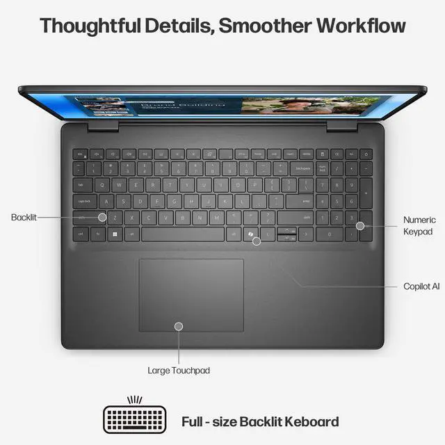 Alt view image 7 of 7 - Dell 16 Touchscreen Laptop, AMD Ryzen 7 250, 16Wuxga Display, 16GB DDR5 RAM 512GB SSD, Lifetime MS Office 2021, Backlit, Keyboard, Laptop for Business & Creator, Windows 11 Pro with Accessory