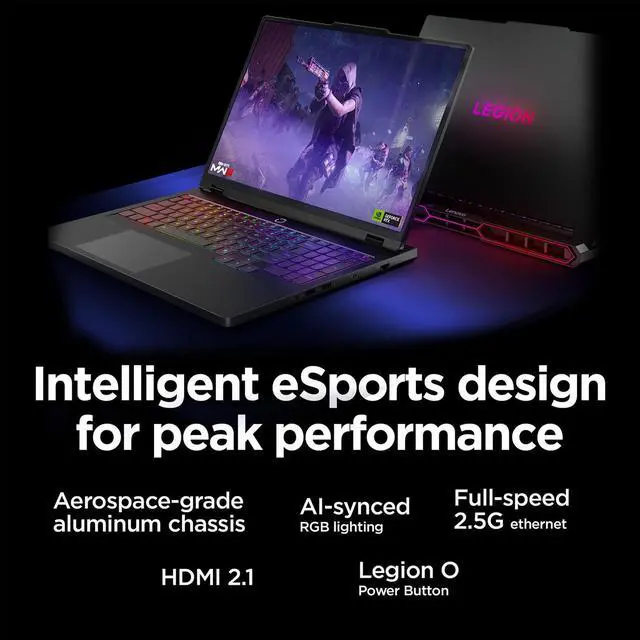 Alt view image 6 of 7 - Lenovo Legion Pro 7i Gaming Laptop, 16" 2.5K WQXGA OLED Display 240Hz, Intel Core Ultra 9 275HX, NVIDIA GeForce RTX 5080 16GB GDDR7, 32GB RAM, 1TB SSD, Wi-Fi 7, RGB Backlit, Win 11, w/1TB Portable HDD