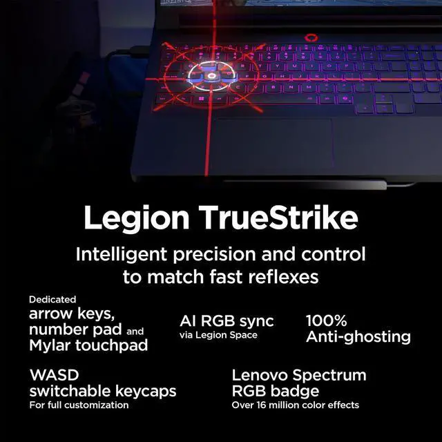 Alt view image 7 of 7 - Lenovo Legion Pro 7i Gaming Laptop, 16" 2.5K WQXGA OLED Display 240Hz, Intel Core Ultra 9 275HX, NVIDIA GeForce RTX 5080 16GB GDDR7, 32GB RAM, 1TB SSD, Wi-Fi 7, RGB Backlit, Win 11, w/1TB Portable HDD