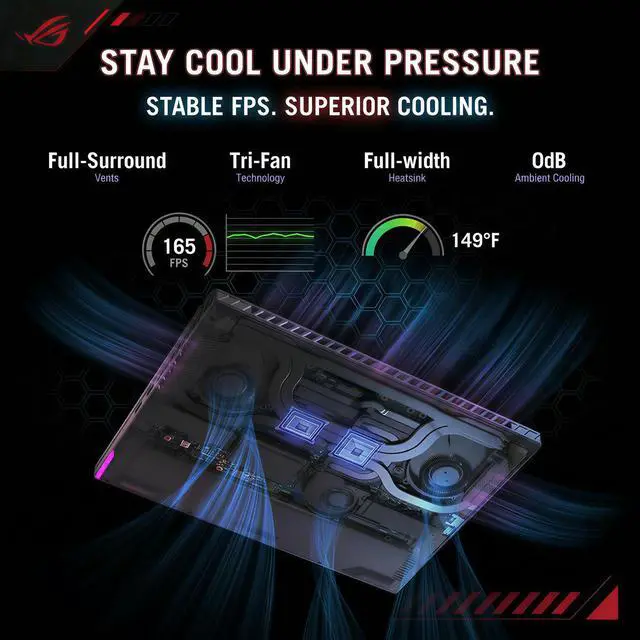 Alt view image 6 of 7 - ASUS ROG Strix G16 Gaming Laptop, 16 FHD+ 165Hz/3ms, GeForce RTX 5070Ti 12GB GDDR7, AMD Ryzen 9 8940HX, 16GB DDR5-5600, 1TB PCIe Gen 4 SSD, Wi-Fi 6E, Win11 Home,RGB Backlit KB,w/Lifetime Office