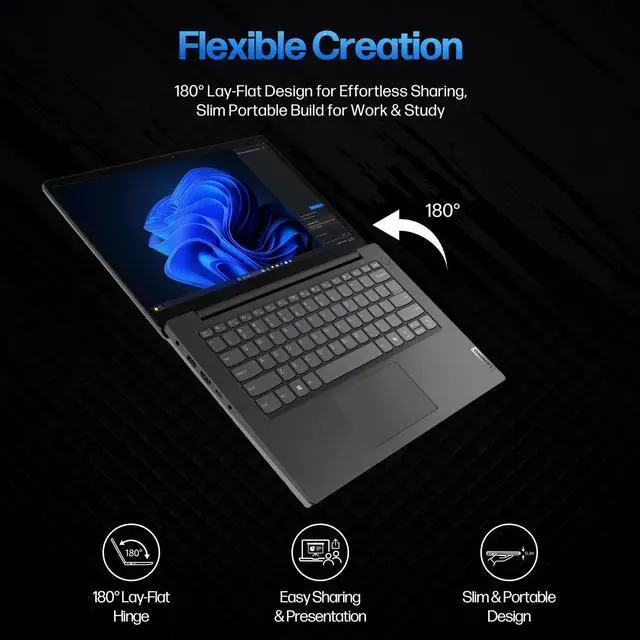 Alt view image 5 of 7 - Lenovo V14 G5 14" FHD Business Laptop, Intel Core 7 240H, 16GB LPDDR5x RAM, 1TB PCIe SSD, Windows 11 Pro, Lifetime Office 2019 Bundle, for Office & Travel, Black