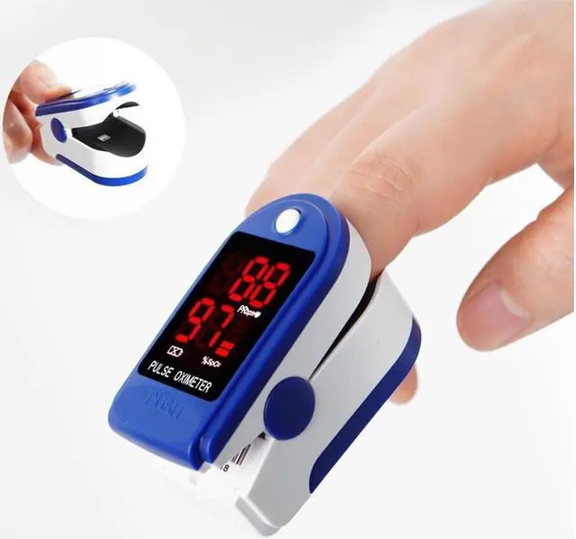 Alt view image 3 of 7 - Contec CMS50DL Fingertip Pulse Oximeter, Blood Oxygen Saturation Monitor (SpO2) with Pulse Rate Measurements and Bar Graph, Digital LED Display, Blue
