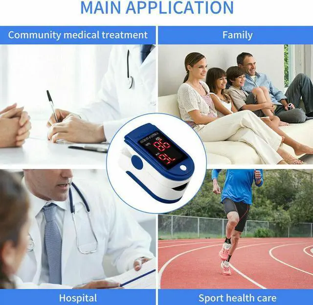 Alt view image 4 of 7 - Contec CMS50DL Fingertip Pulse Oximeter, Blood Oxygen Saturation Monitor (SpO2) with Pulse Rate Measurements and Bar Graph, Digital LED Display, Blue