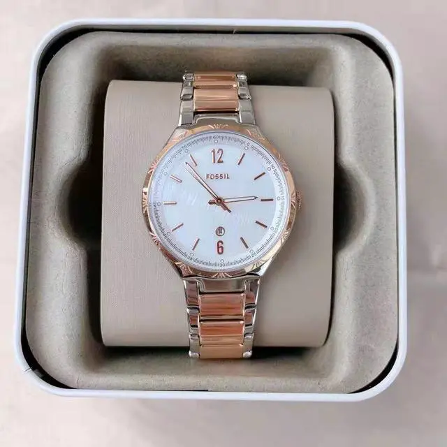 Alt view image 2 of 4 - Fossil BQ3742 Ladies White Dial Silver Gold Stainless Steel Watch