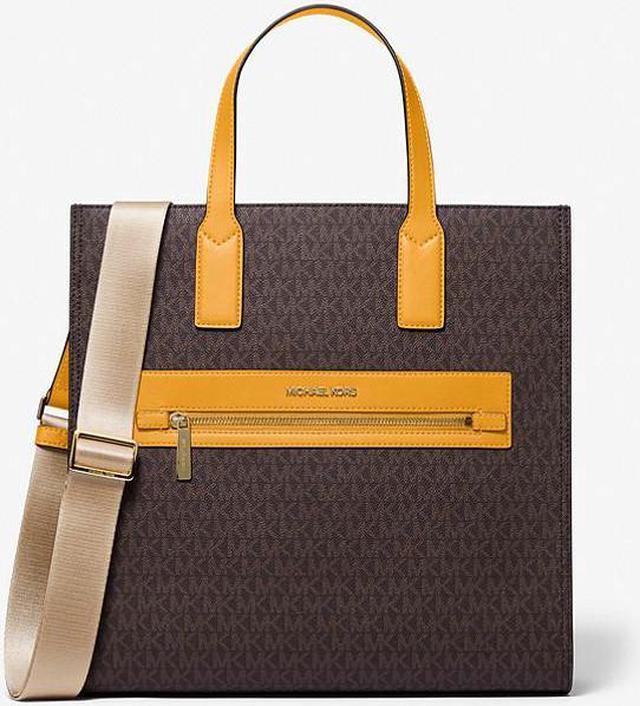 MICHAEL KORS 35T0GY9T3B KENLY LARGE LOGO TOTE BAG IN BROWN