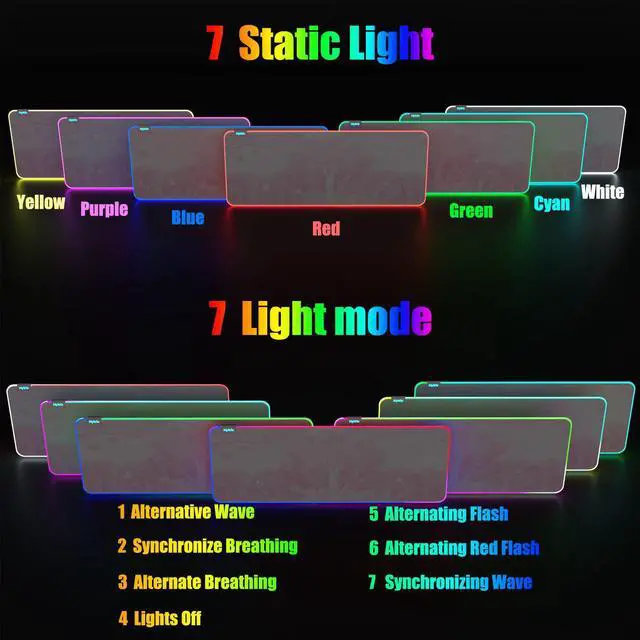 Alt view image 5 of 7 - RGB Gaming Mouse Pad, LED Soft Extra Extended Large Office Mouse Pad, Anti-Slip Rubber Base, Computer Keyboard Mouse Mat (31.5 x 12 Inch) Sakura Cherry Blossoms Pink