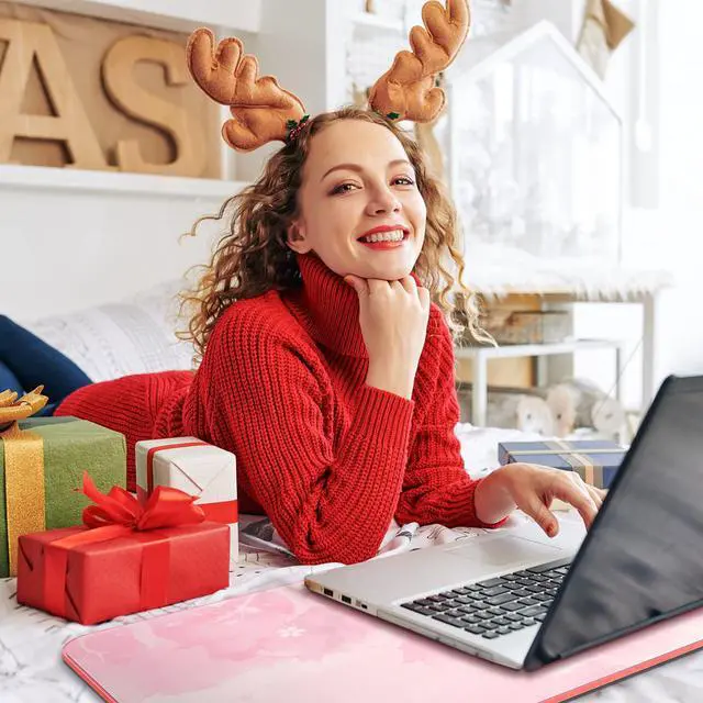 Alt view image 7 of 7 - RGB Gaming Mouse Pad, LED Soft Extra Extended Large Office Mouse Pad, Anti-Slip Rubber Base, Computer Keyboard Mouse Mat (31.5 x 12 Inch) Sakura Cherry Blossoms Pink