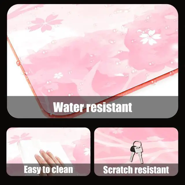 Alt view image 4 of 7 - RGB Gaming Mouse Pad, LED Soft Extra Extended Large Office Mouse Pad, Anti-Slip Rubber Base, Computer Keyboard Mouse Mat (31.5 x 12 Inch) Sakura Cherry Blossoms Pink