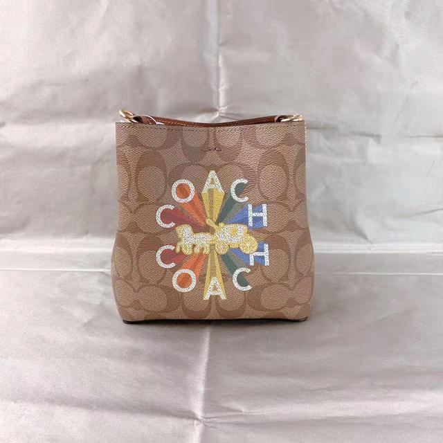 Coach selling C6835 Mini Town Bucket Bag In Signature Canvas In Khaki Multi