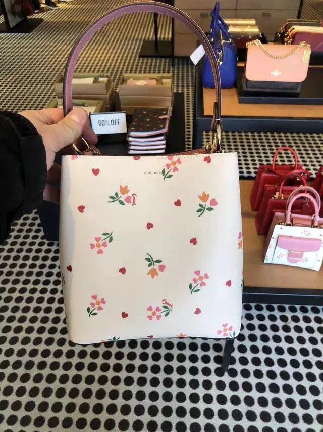 Alt view image 2 of 5 - Coach C7976 Small Town Bucket Bag With Heart Petal Print In Chalk Multi