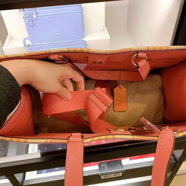 Alt view image 3 of 4 - Coach C8200 Dempsey Tote 40 With Garden Plaid Print And Coach Patch In Gold/Taffy Multi