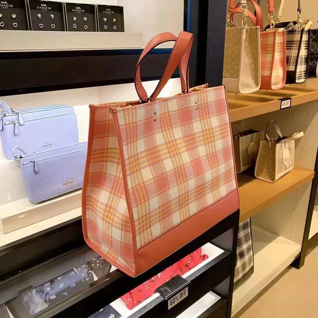 Alt view image 2 of 4 - Coach C8200 Dempsey Tote 40 With Garden Plaid Print And Coach Patch In Gold/Taffy Multi