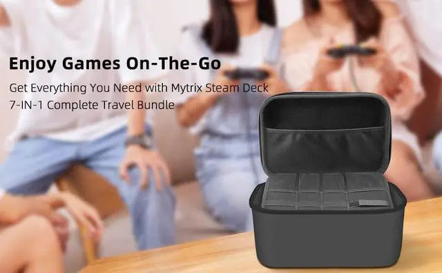 Alt view image 4 of 6 - Steam Deck Travel Accessories 6-IN-1 Complete Set Mytrix Hard Carrying Storage All Protective Anti Shock Messenger Bag Soft Lining Fit Steam Deck Console, Charger & Accessories (Slim Keyboard & SD Car