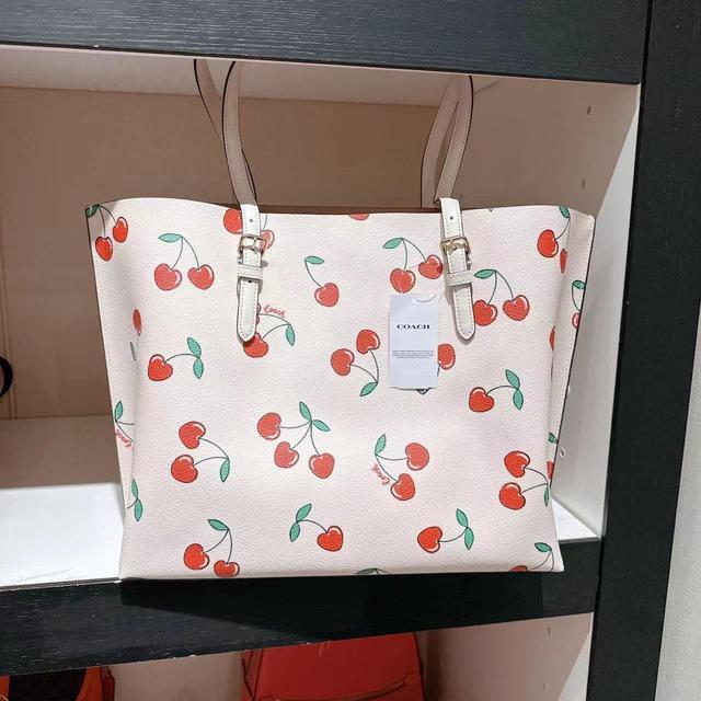 Alt view image 4 of 6 - Coach CE627 Mollie Tote With Heart Cherry Print In Gold/Chalk Multi